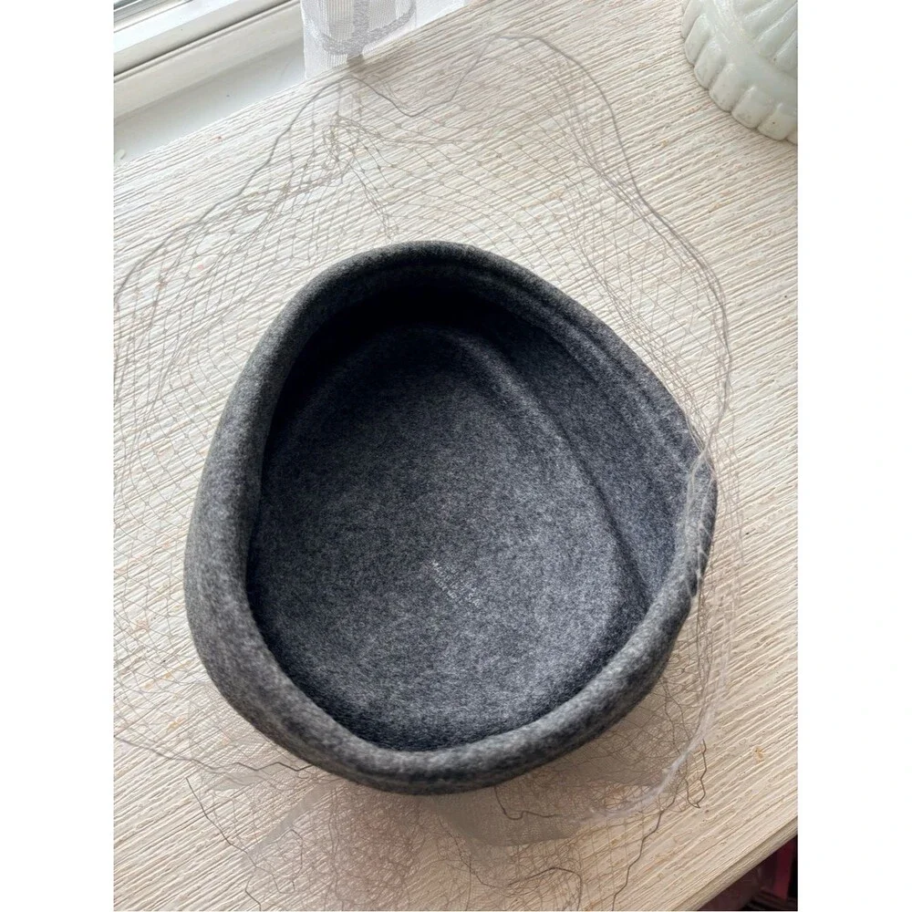 VTG Gray Wool Pillbox Mesh Veil Fascinator Hat